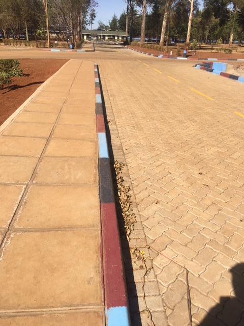 Completed cabro surface, kerbs and pedestrian walkway